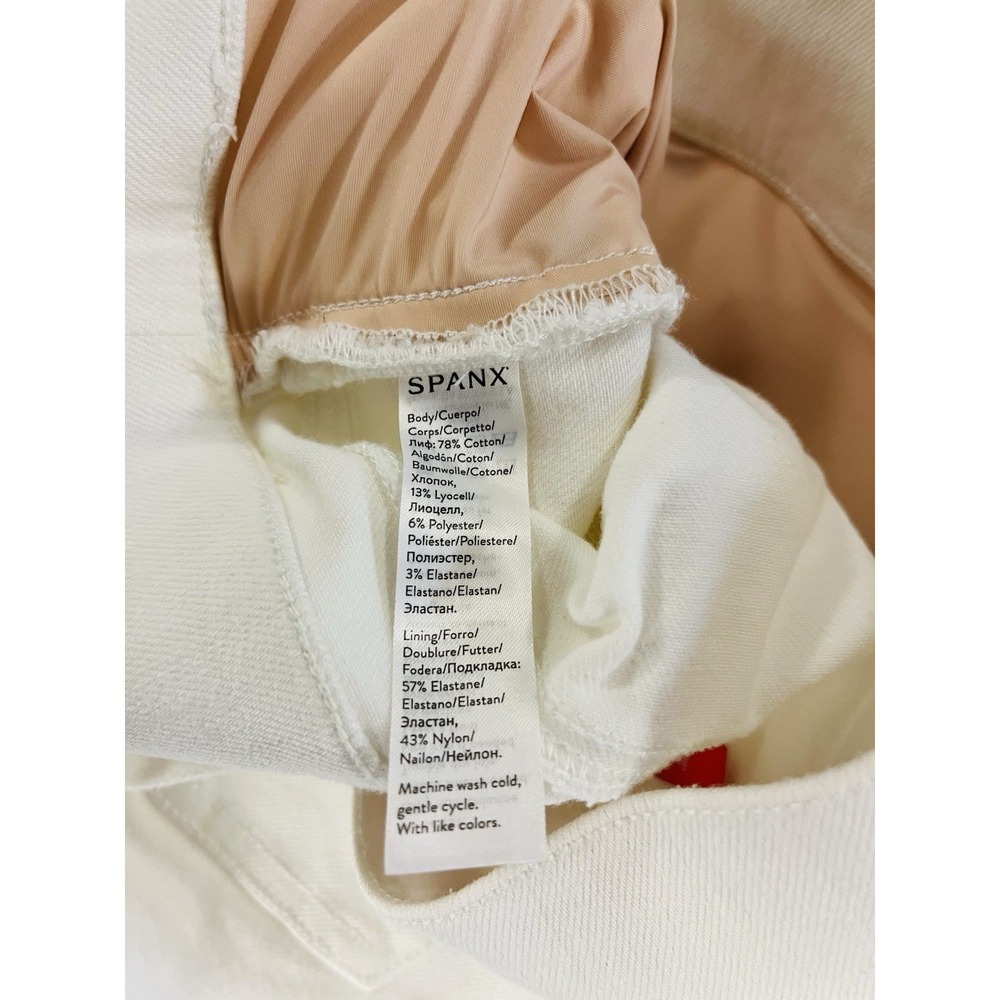 Spanx M White Distressed Skinny Jeans Ankle Jeggings Raw Hem Y2K Stretch #20229R - Picture 3 of 3